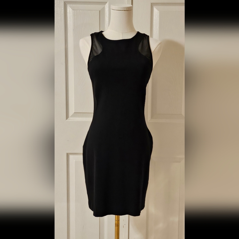 Black Sleeveless Dress With Mesh Sides